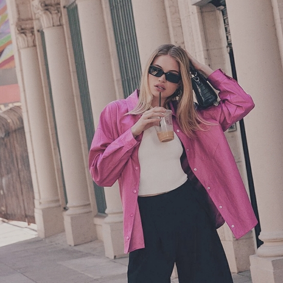 Barbiecore Pink Suede Vintage Jacket - Picture 6 of 8